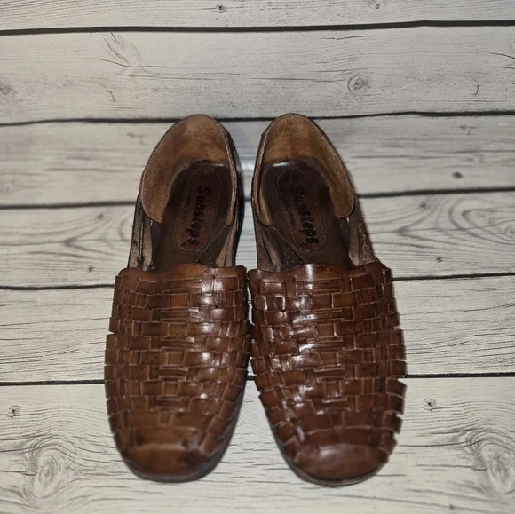 Sunsteps Shoes Mens 8 Barclay Woven Slip On Huarache Loafer Brown Leather - Picture 9 of 9